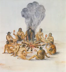 Indians round a Fire